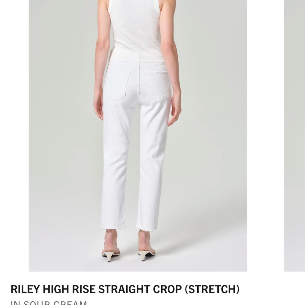 Agolde Women's White High Rise Straight Crop Jeans- Riley - white size 24